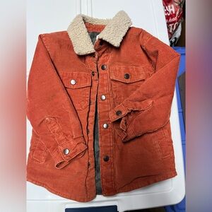 Boys’ Corduroy Jacket with Sherpa Collar - Orange